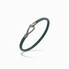 LASH Smooth Bracelet, Silver, Green Leather-Standard View