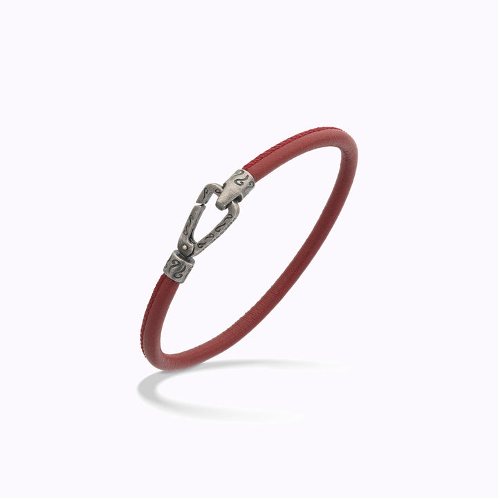 LASH Smooth Bracelet, Silver, Red Leather-Standard View