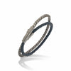 LASH Chain & Braided Leather Bracelet, Oxidized Silver, Blue Leather-Standard View