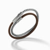 LASH Chain & Leather Bracelet, Oxidized Silver, Brown Leather-Standard View