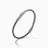 LASH Chain & Braided Leather Bracelet, Silver, Green Leather-Standard View