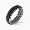 LASH Leather Braid Ring, Silver, Black Leather-Standard View