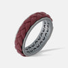 LASH Leather Braid Ring, Silver, Red Leather-Standard View