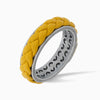 LASH Leather Braid Ring, Silver, Yellow Leather-Standard View