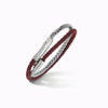 LASH Chain & Braided Leather Bracelet, Polished Silver, Red Leather-Standard View