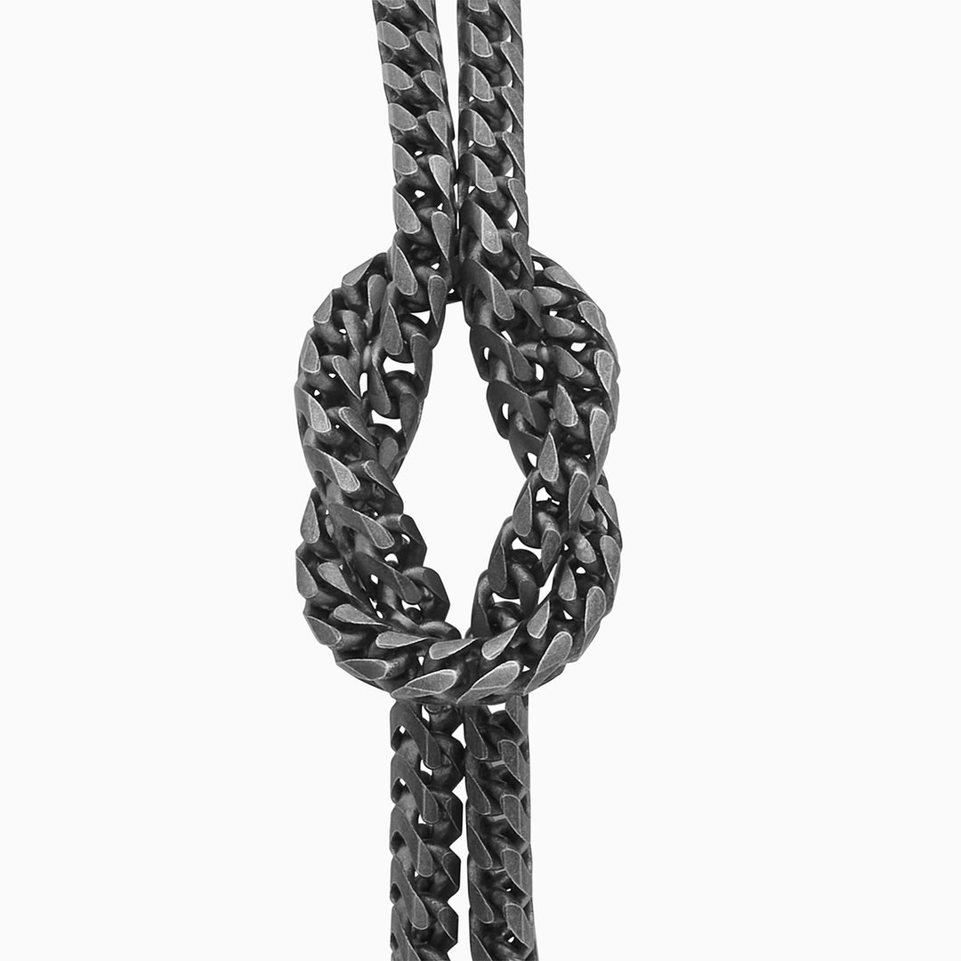 LASH Marine Knot & Chain Bracelet, Oxidized Silver-Close VIew