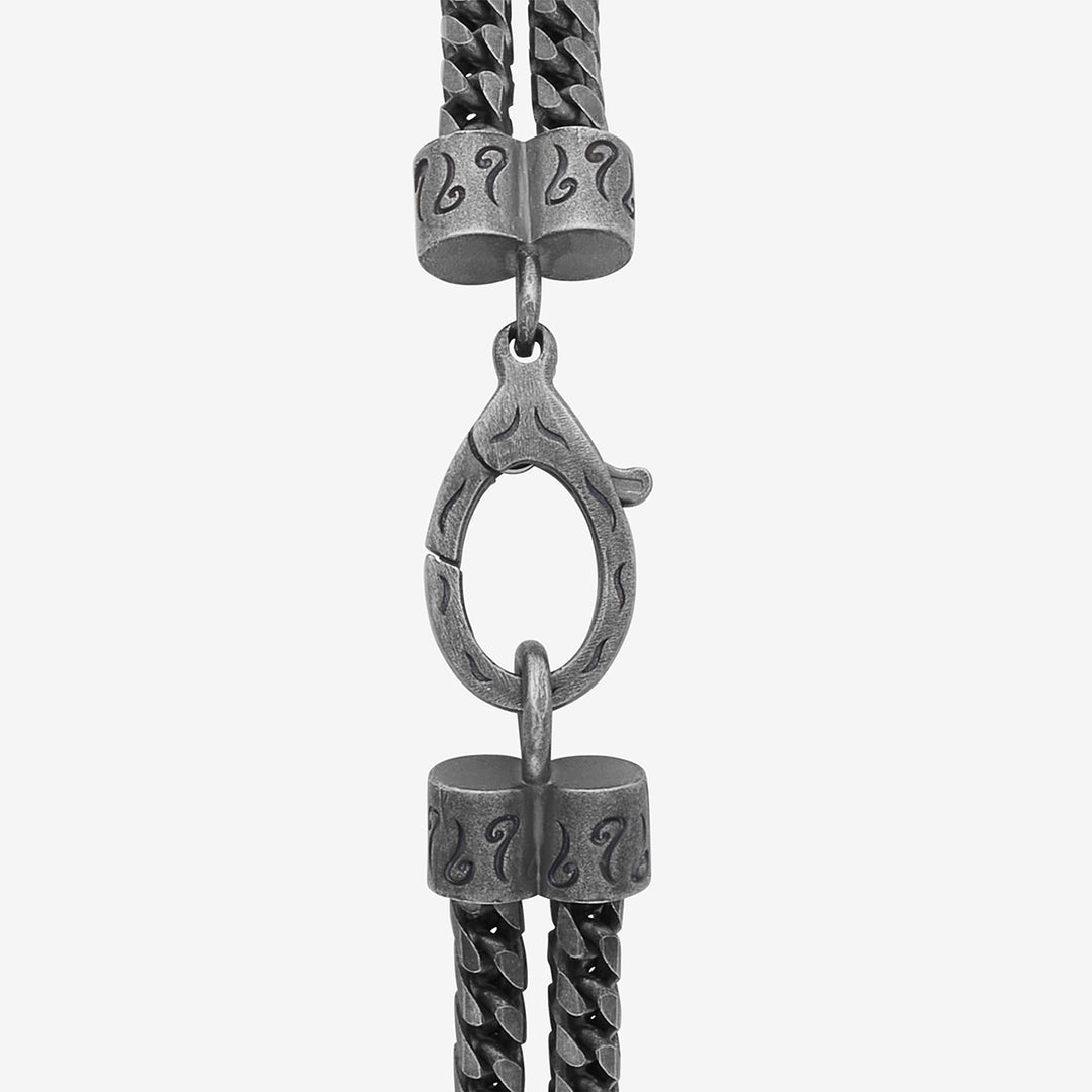 LASH Marine Knot & Chain Bracelet, Oxidized Silver-Close View1