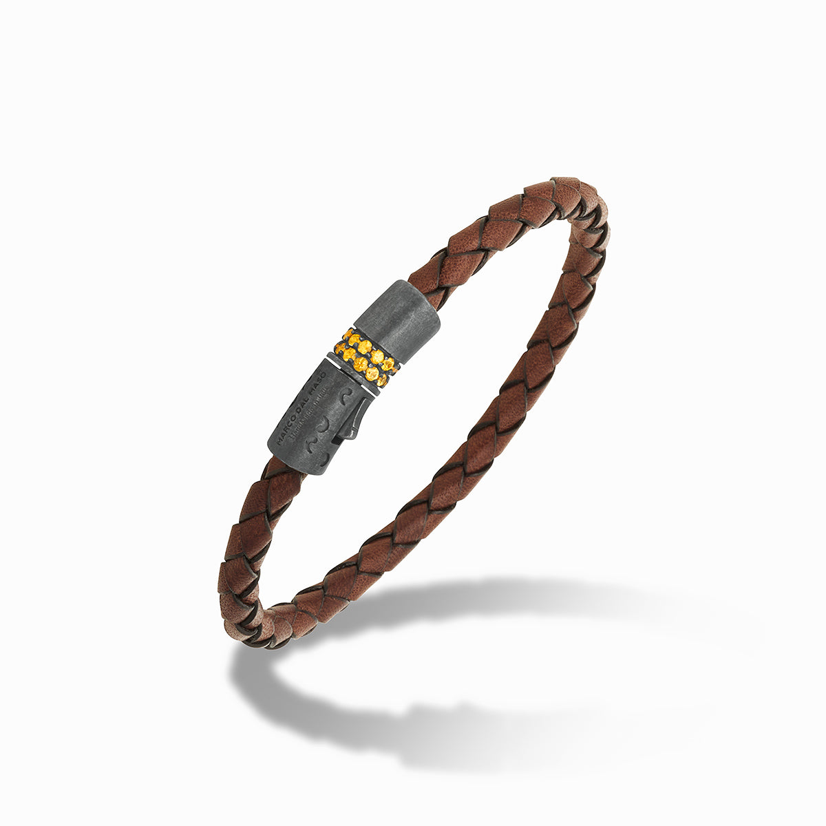 ☆MARS MARK☆ Double Rope Bracelet M102 LASH Yellow Sapphire Bracelet with Oxidized Clasp and Brown