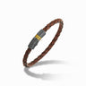 LASH Cylinder 2 Rows Gemstone Clasp Leather Bracelet, Yellow Sapphires, Brown Leather-Standard View