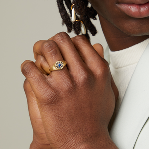 Marco Dal Maso Homepage Image with Icon 18kt Gold Ring with Blue Sapphire