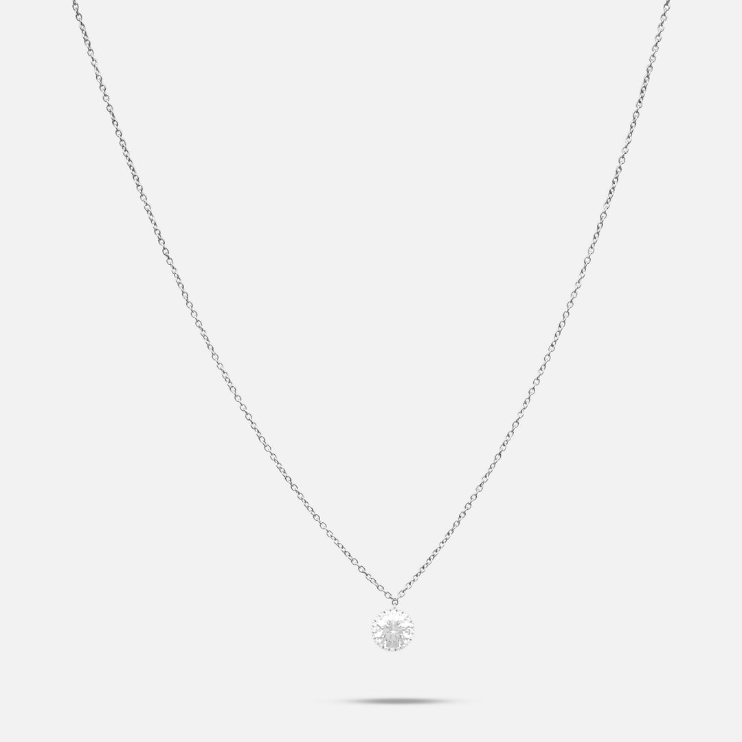 Eclipse Luna Halo Pendant in White diamond