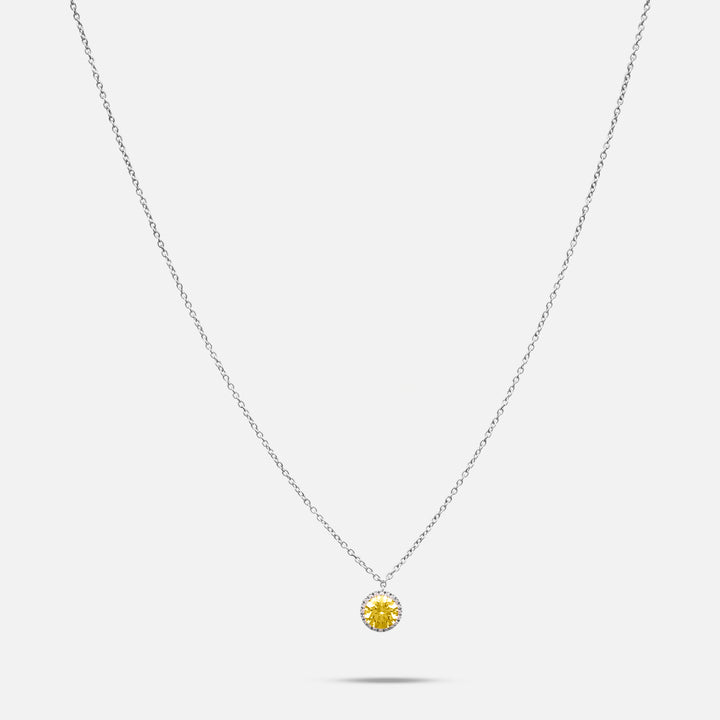 Eclipse Luna Halo Pendant in yellow diamond