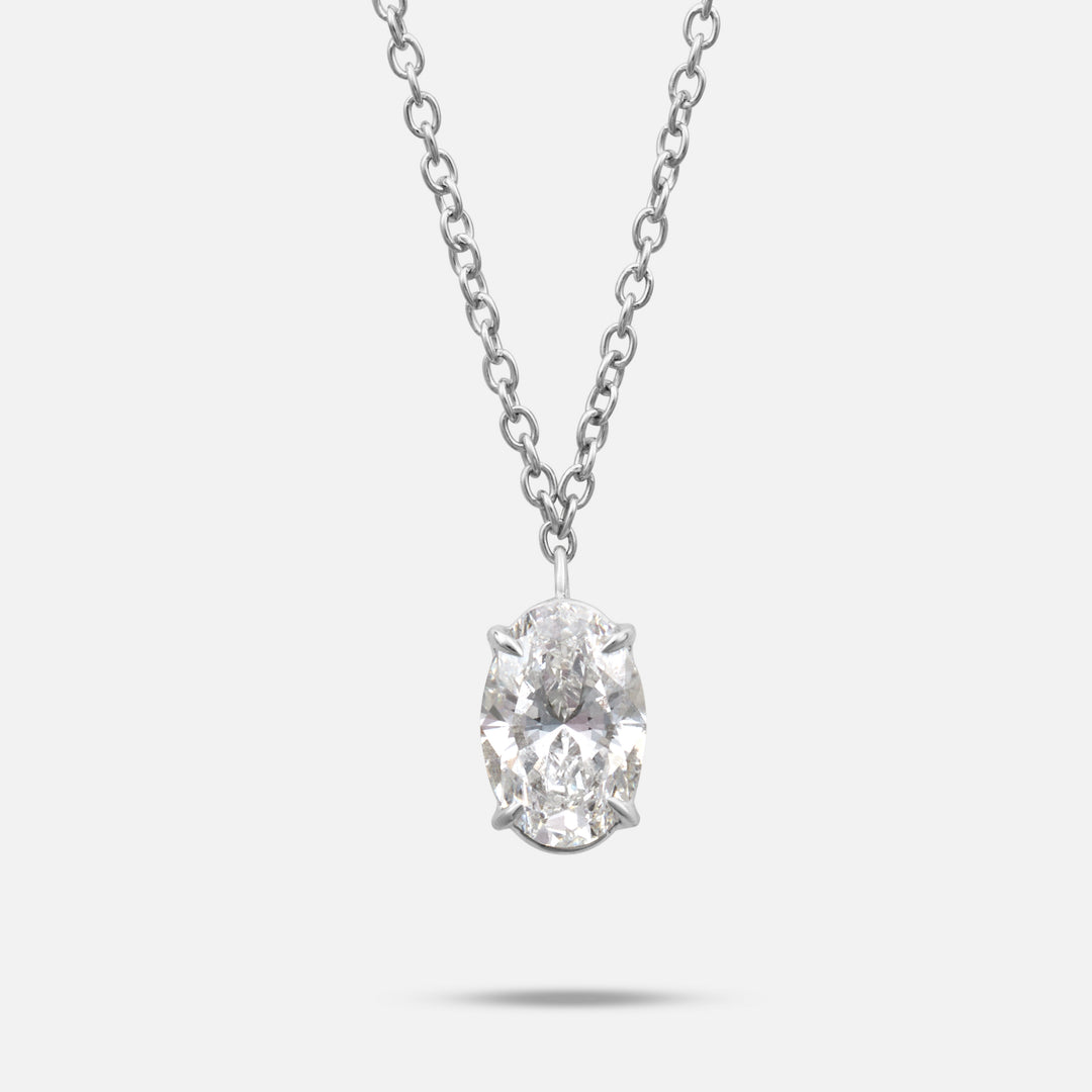 Close-up of white diamond details on Eclipse Vesper Pendant