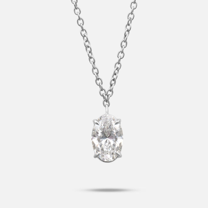 Close-up of white diamond details on Eclipse Vesper Pendant