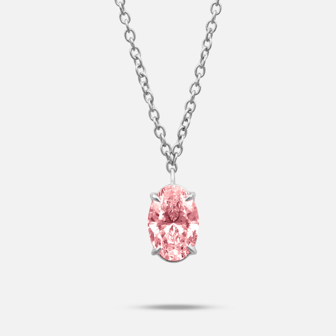 Close-up of pink diamond details on Eclipse Vesper Pendant