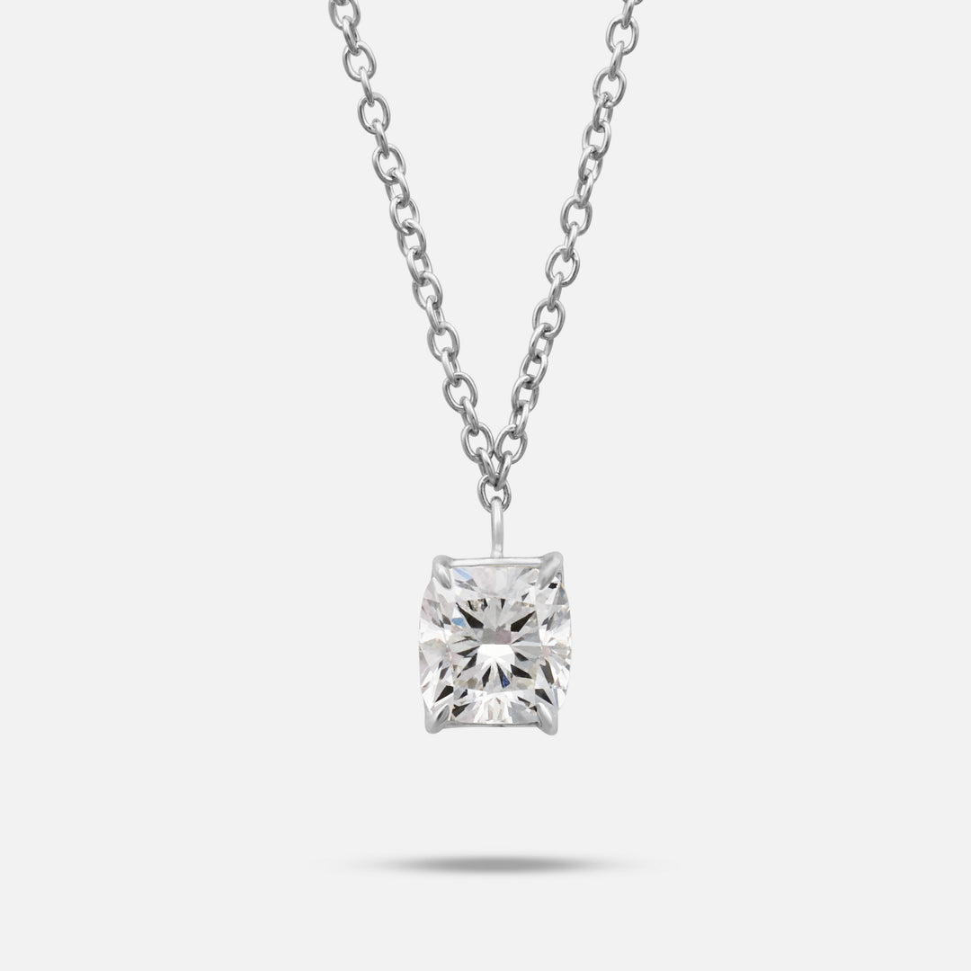 Close-up of White lab grown diamond on Eclipse Celeste Pendant highlighting cut and detail