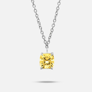 Close-up of Yellow lab grown diamond on Eclipse Celeste Pendant highlighting cut and detail