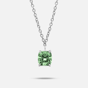 Close-up of Green lab grown diamond on Eclipse Celeste Pendant highlighting cut and detail