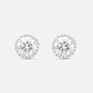Eclipse Luna Halo Earrings in white diamond