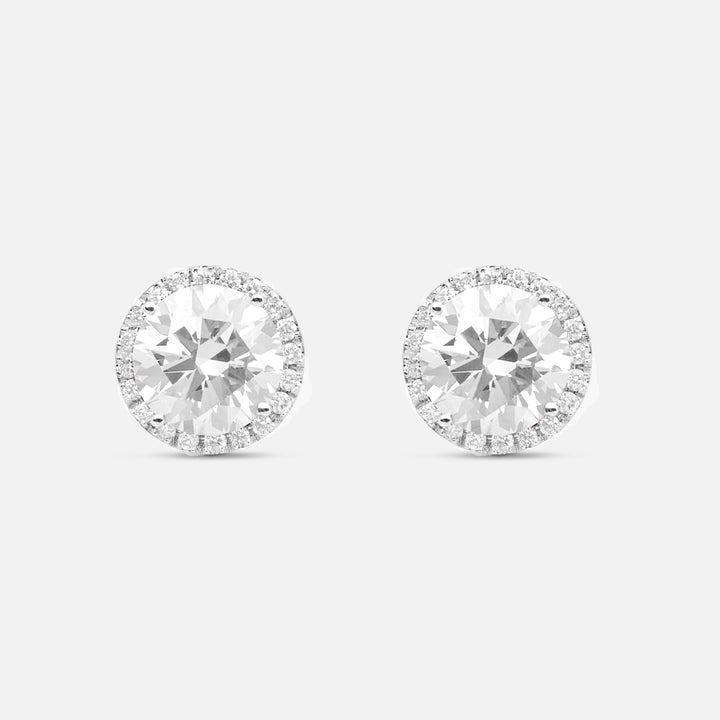 Eclipse Luna Halo Earrings in white diamond