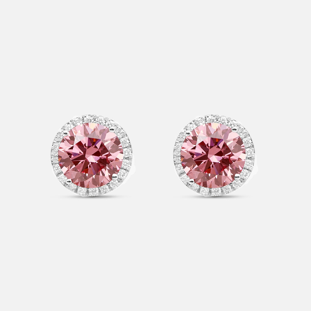Eclipse Luna Halo Earrings in pink diamond