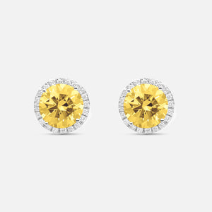Eclipse Luna Halo Earrings in yellow diamond