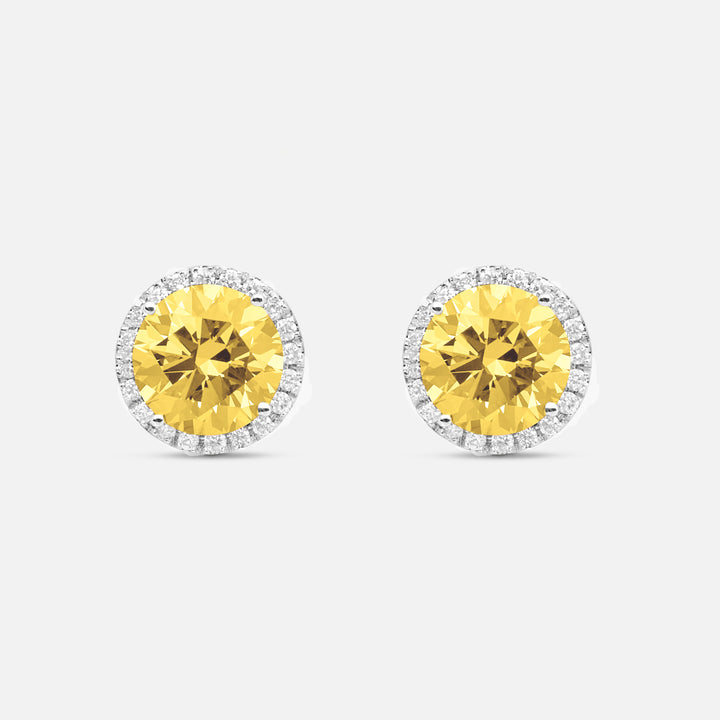Eclipse Luna Halo Earrings in yellow diamond