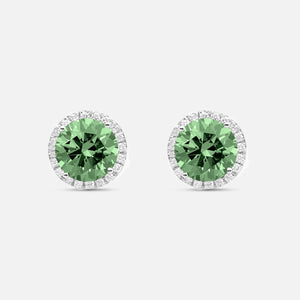 Eclipse Luna Halo Earrings in green diamond