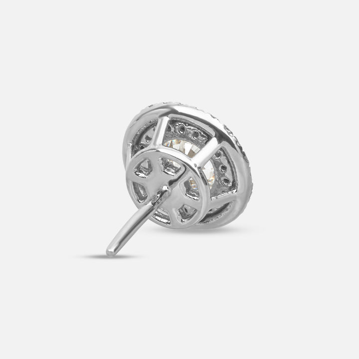 White Diamond setting on Eclipse Luna Starburst Earrings shown at angle