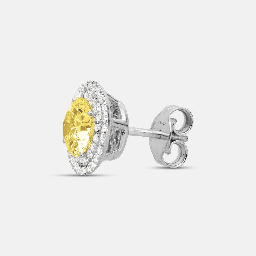 Close-up of yellow diamond details on Eclipse Luna Starburst Earrings