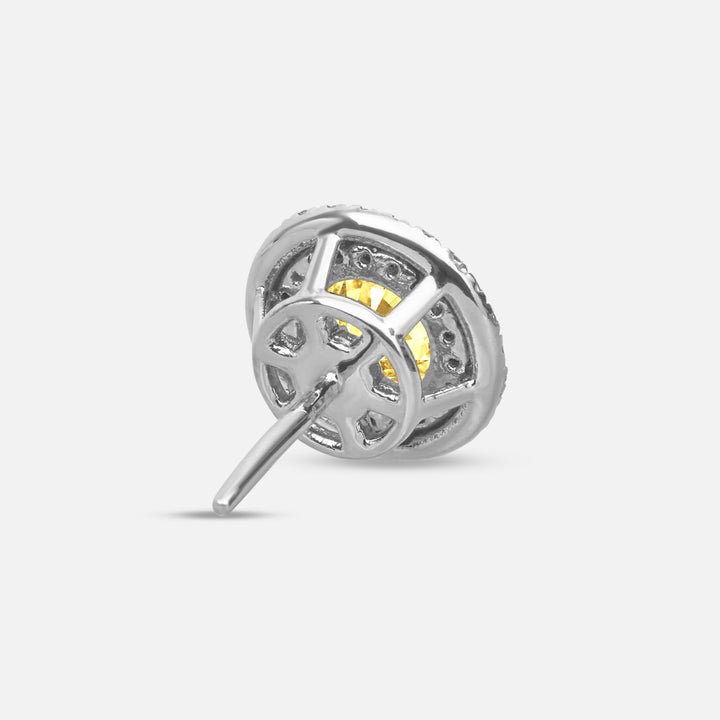 Yellow Diamond setting on Eclipse Luna Starburst Earrings shown at angle