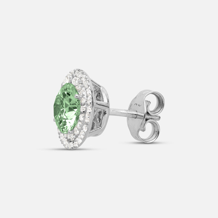 Green Diamond setting on Eclipse Luna Starburst Earrings shown at angle