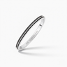 Silver bracelet with black stones on a white background