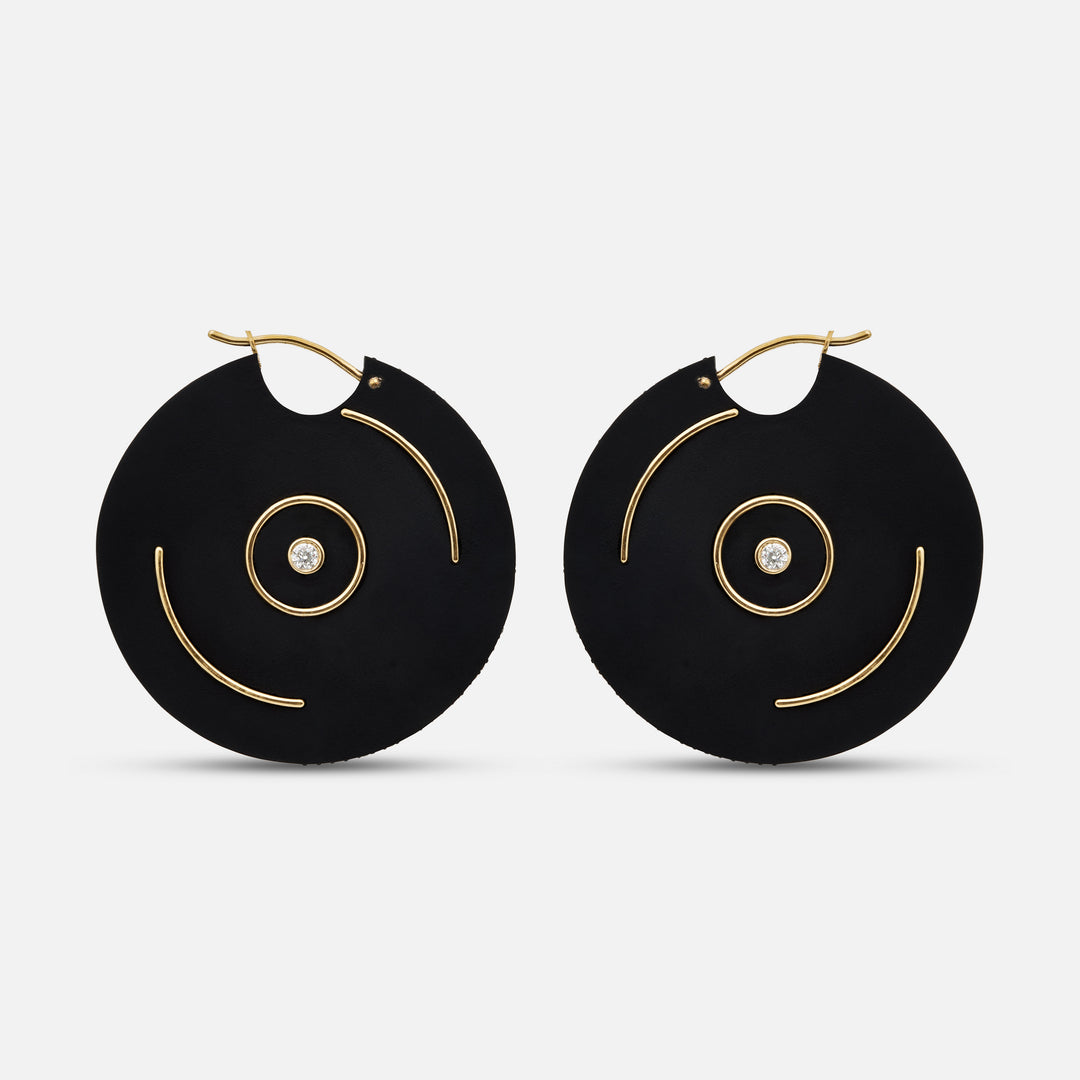 Eclipse Saturn Earrings in black titanium