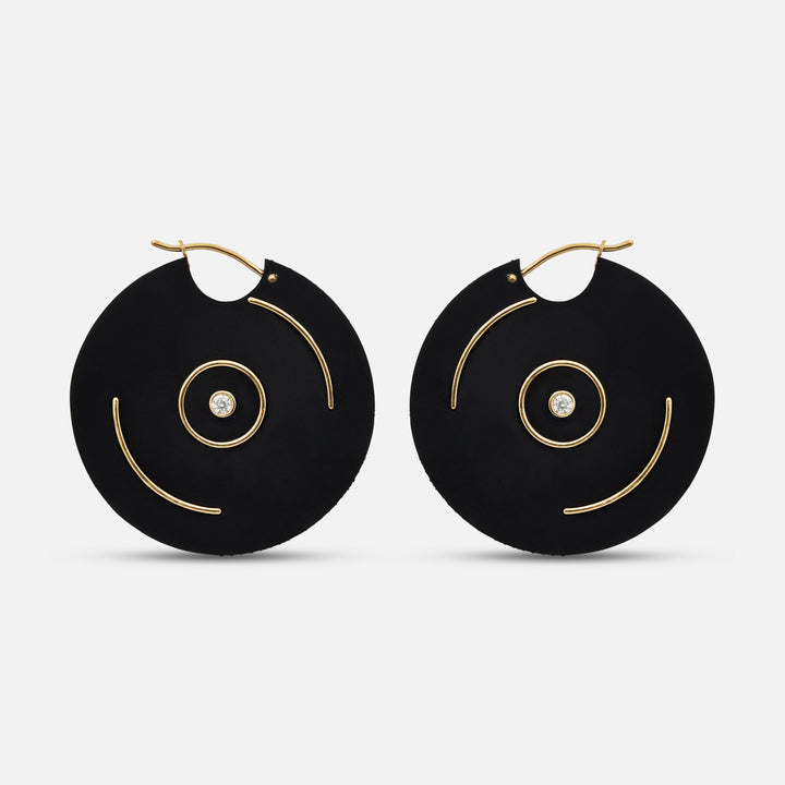 Eclipse Saturn Earrings in black titanium