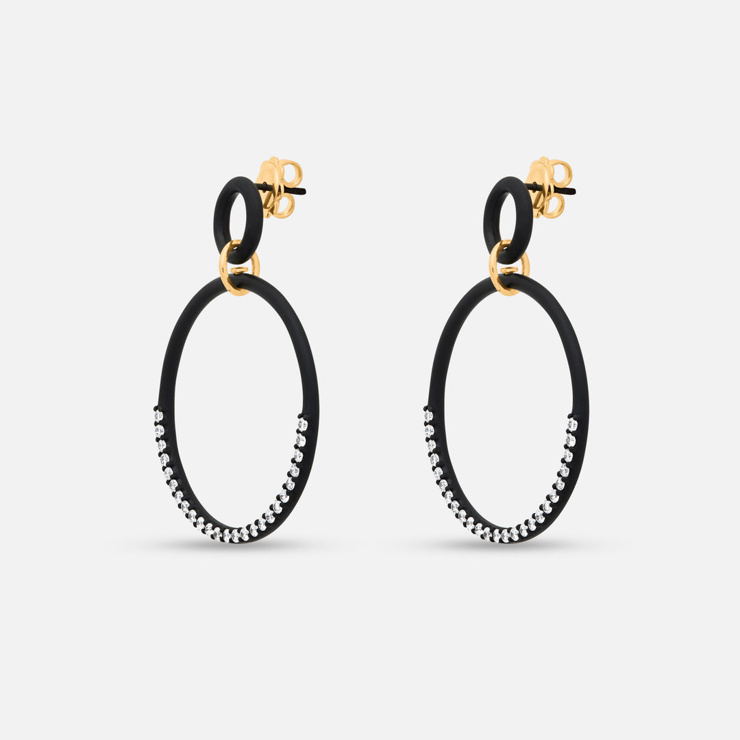 Eclipse Twin Orbit Earrings in black titanium