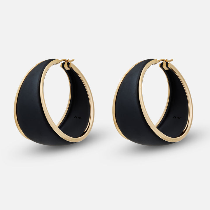 Eclipse Wide Dawn Hoops in black titanium