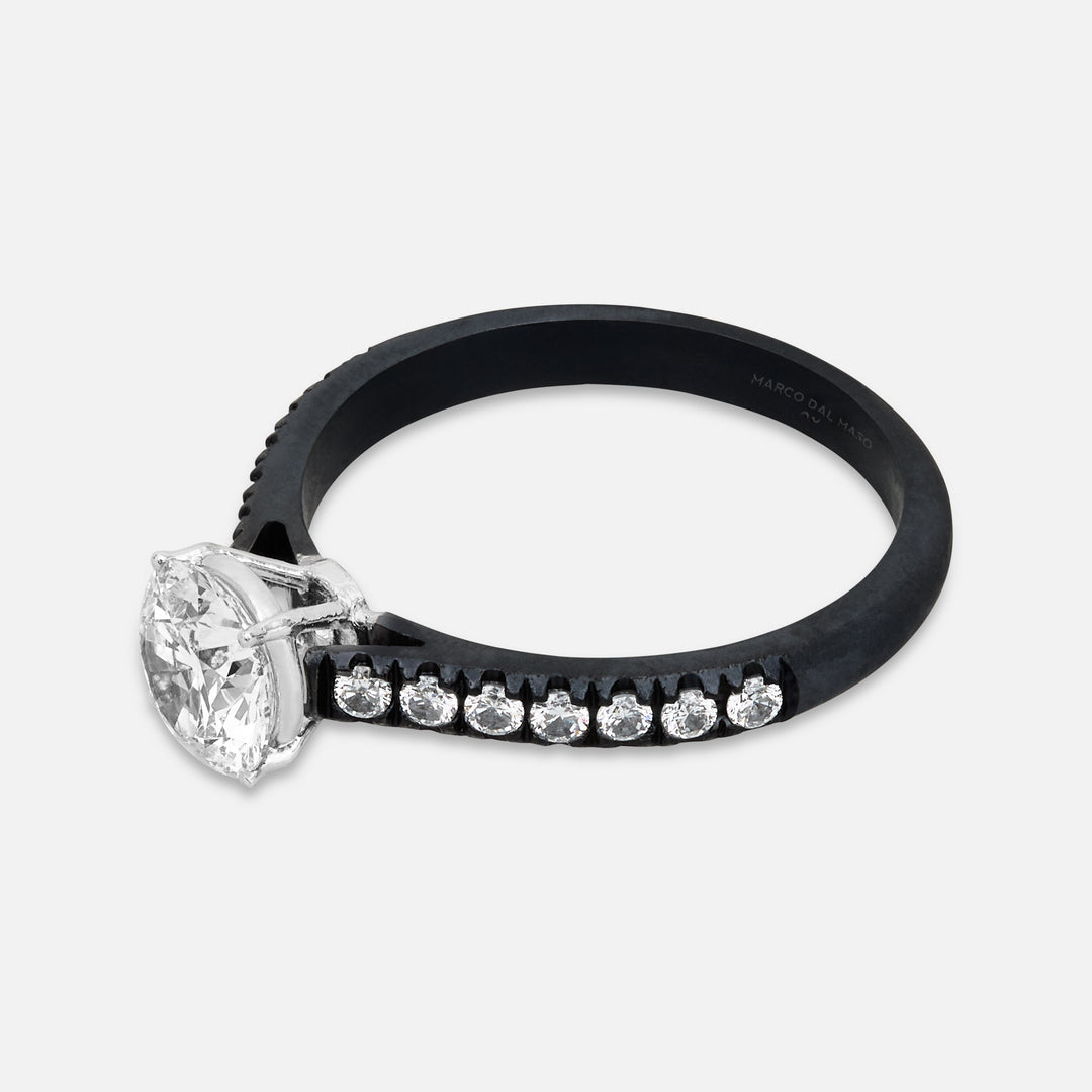 Close-up of white diamond details on Eclipse Luna Ring