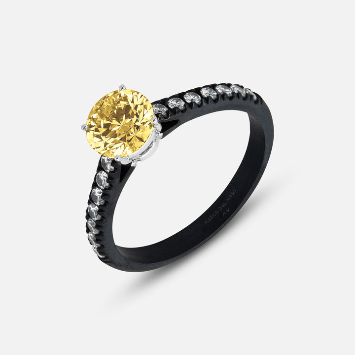 Eclipse Luna Ring in yellow diamond