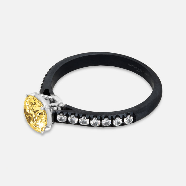 Close-up of yellow diamond details on Eclipse Luna Ring