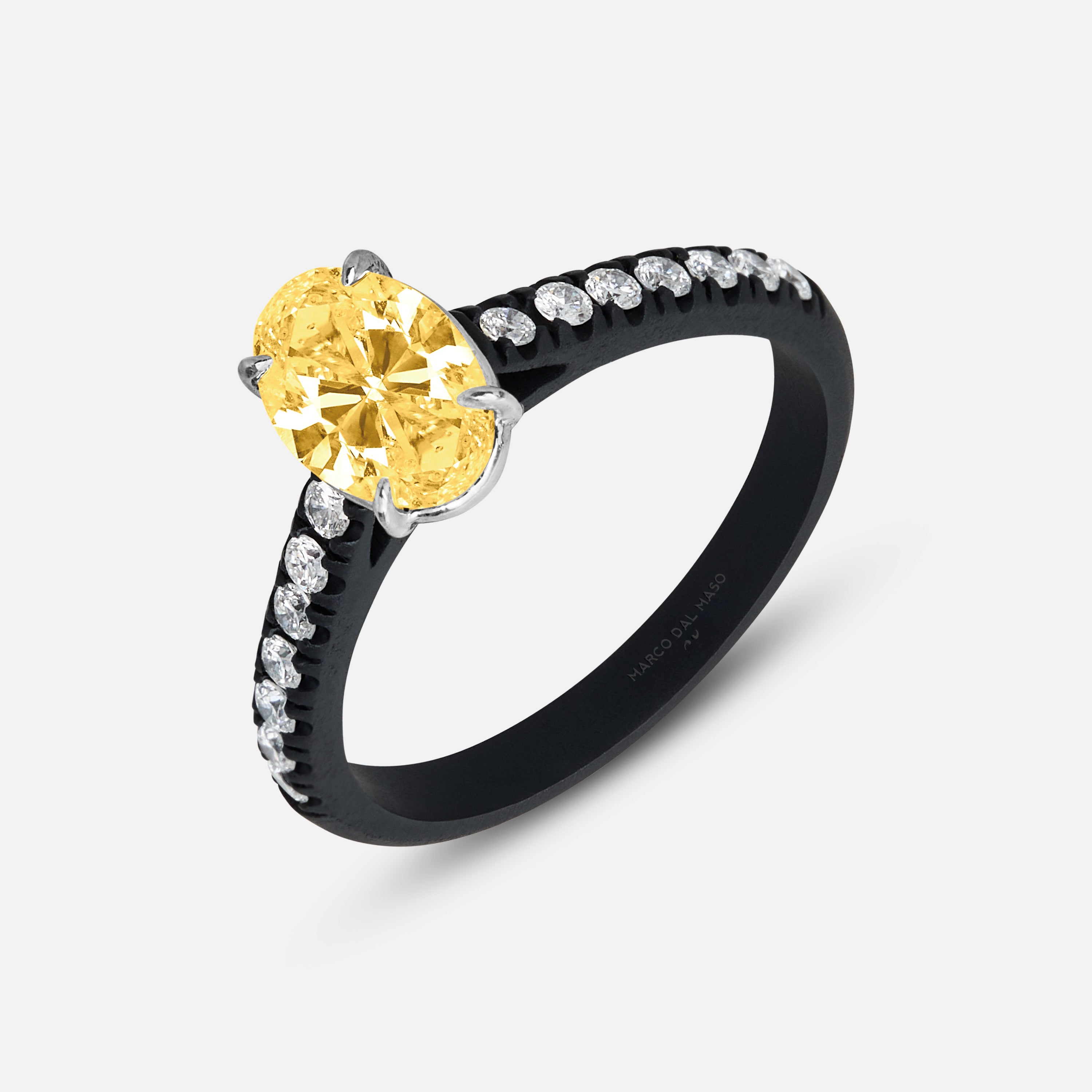 Eclipse Vesper Ring | Black Titanium, Yellow & White Diamonds ...