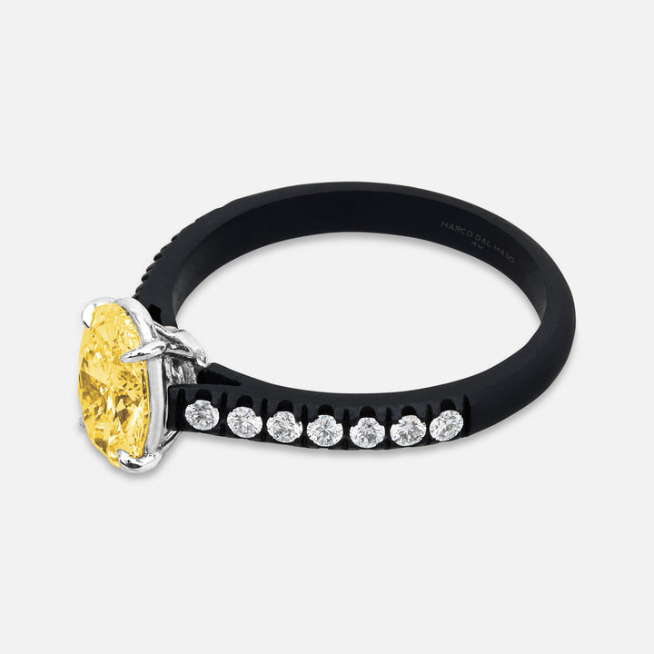 Close-up of yellow diamond details on Eclipse Vesper Ring
