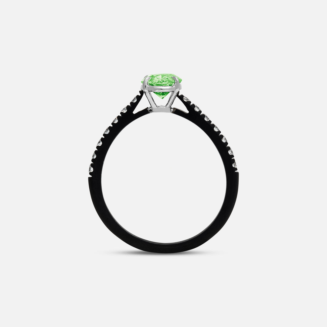 Green Diamond setting on Eclipse Vesper Ring shown at angle
