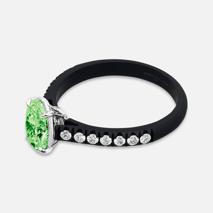 Close-up of green diamond details on Eclipse Vesper Ring