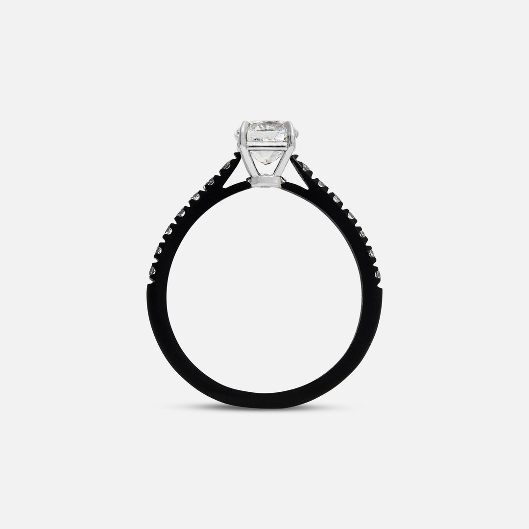 White Diamond setting on Eclipse Celeste Ring shown at angle