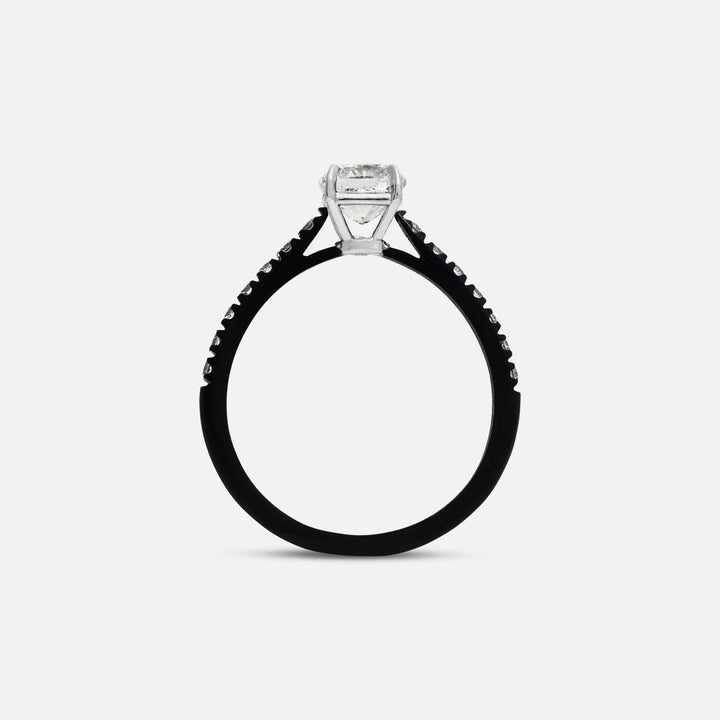 White Diamond setting on Eclipse Celeste Ring shown at angle
