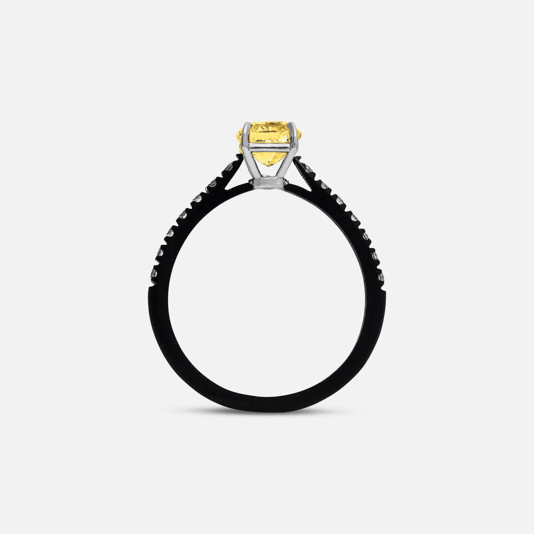 Yellow Diamond setting on Eclipse Celeste Ring shown at angle