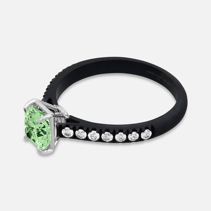 Close-up of green diamond details on Eclipse Celeste Ring