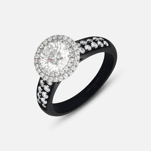 Eclipse Luna Starburst Ring in white diamond