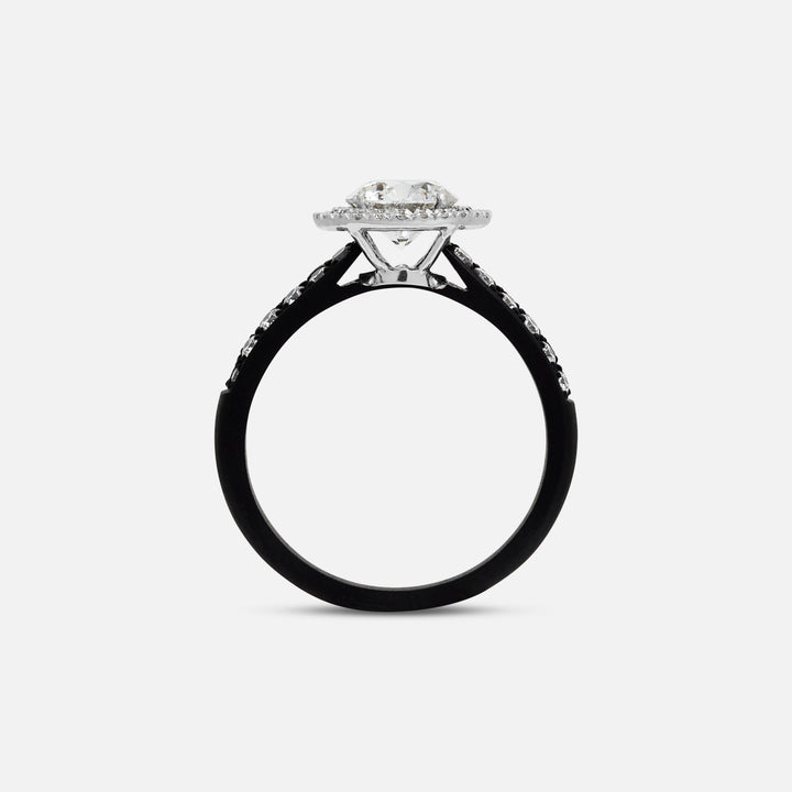 White Diamond setting on Eclipse Luna Starburst Ring shown at angle
